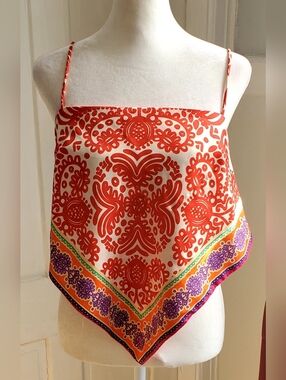 Red & Cream Printed Bandana Cami Top